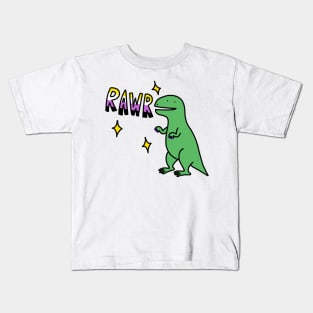 Rawr nonbinary dinosaur Kids T-Shirt